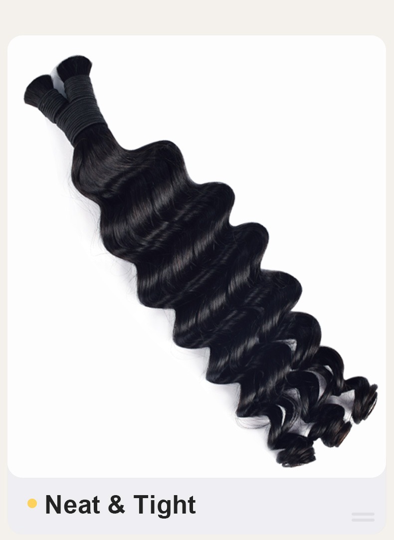 Elevate your look with these lush wave human hair bulk hair extensions, adding beautiful waves to your style